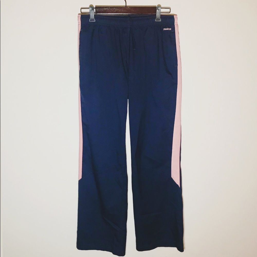 Reebok Navy Blue & Pink Stripe Pants Medium